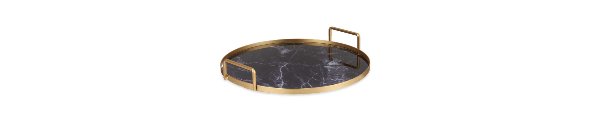 BANDEJA CON ASAS 30CM CRISTAL EFECTO MARMOL NEGRO