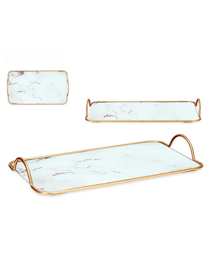 BANDEJA CON ASAS 35CM CRISTAL EFECTO MARMOL BLANCO