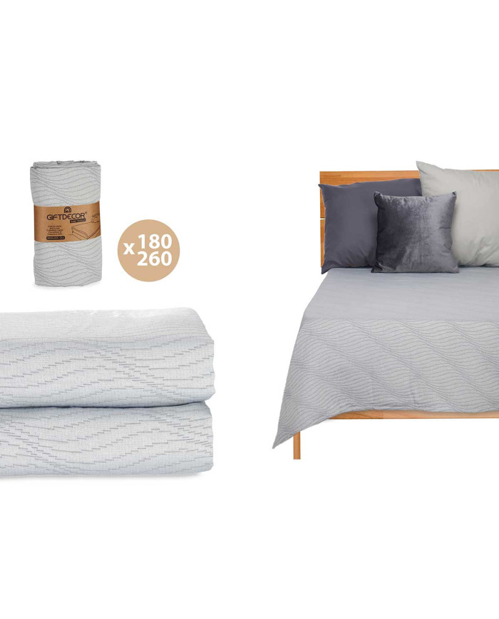 COLCHA CAMA AGUA GRIS 180X260CM