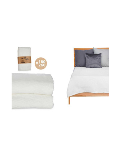 COLCHA CAMA ROMBOS BLANCO 180X260CM