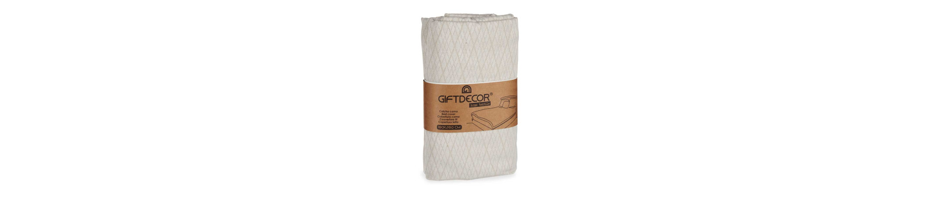 COLCHA CAMA ROMBOS BEIGE 180X260CM