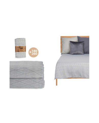 COLCHA CAMA ROMBOS GRIS 180X260CM