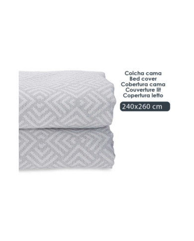 COLCHA CAMA GEOMETRICO GRIS 240X260CM