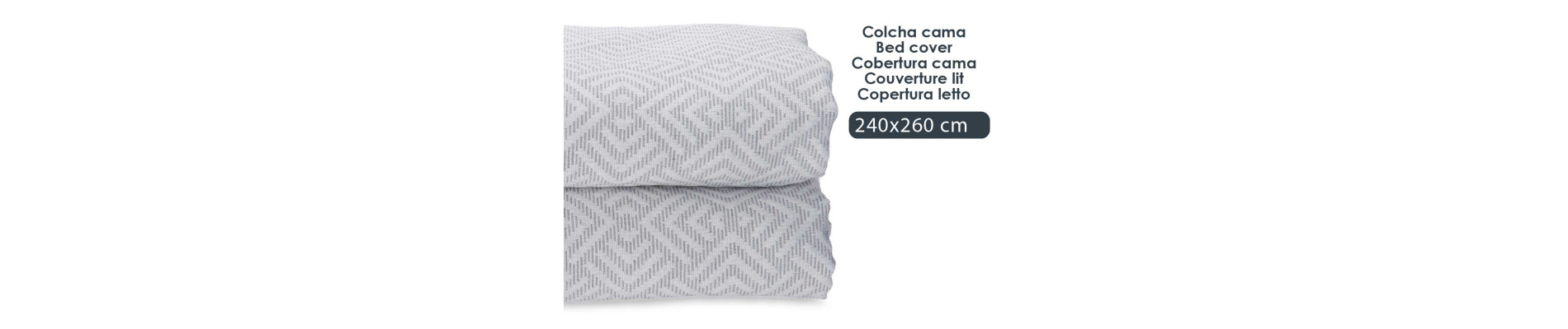 COLCHA CAMA GEOMETRICO GRIS 240X260CM