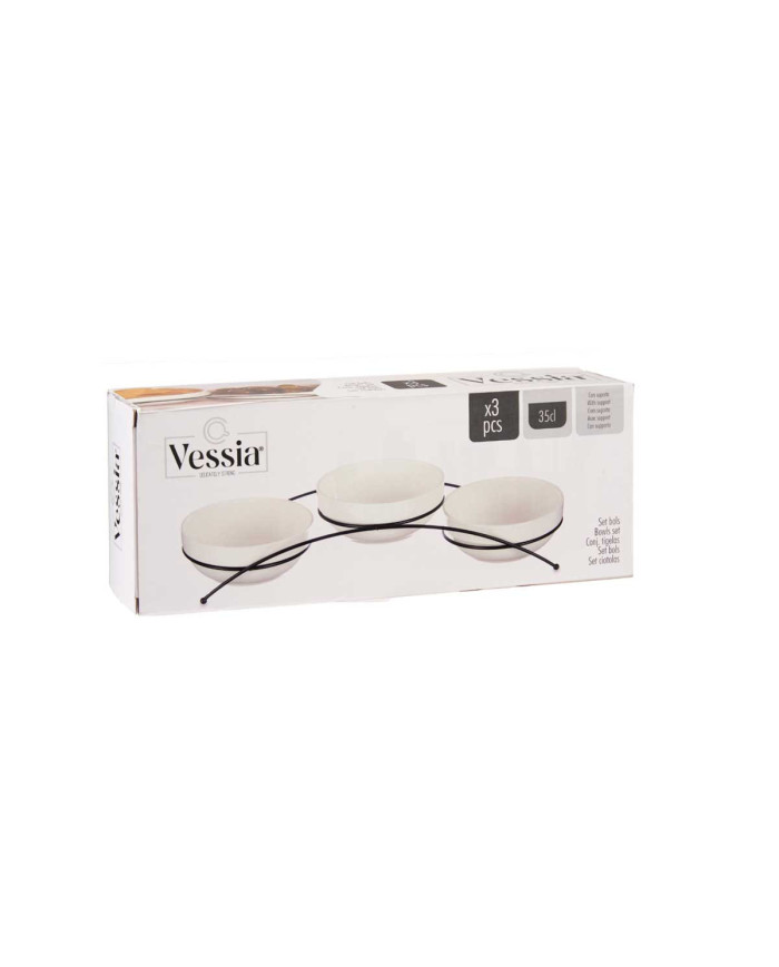 SET 3 BOLS PORCELANA BLANCA REDONDOS 350ML C SOPOR