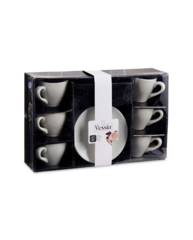 SET 6 TAZAS CAFE PORCELANA BLANCA C PLATO 200ML