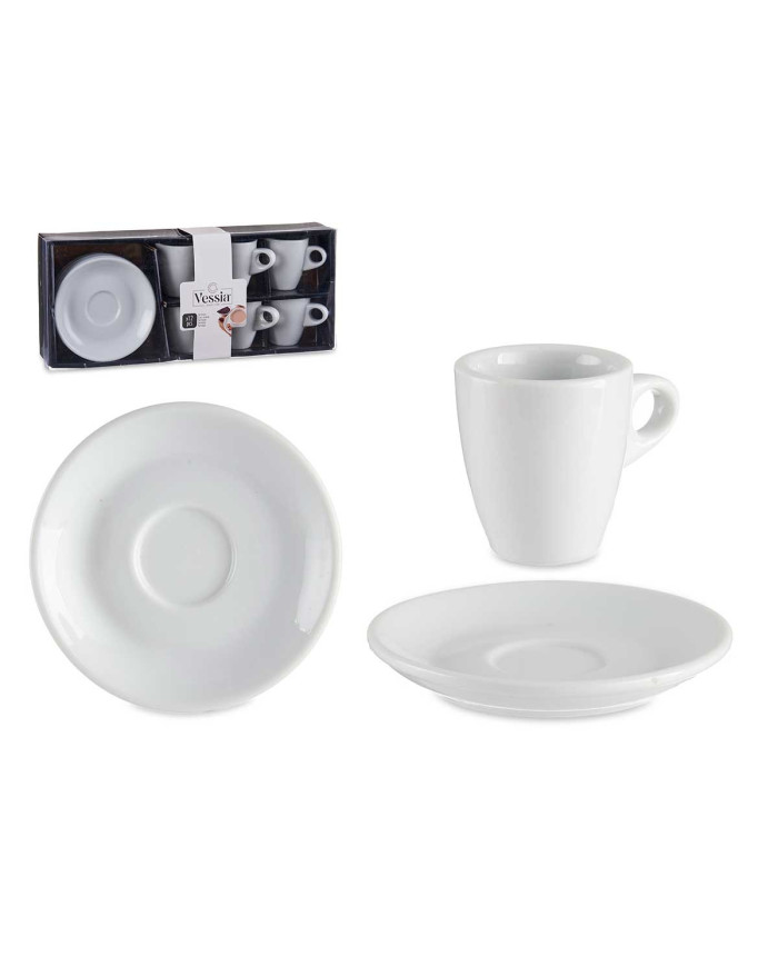 SET 6 TAZAS PORCELANA BLANCA C PLATO 90ML