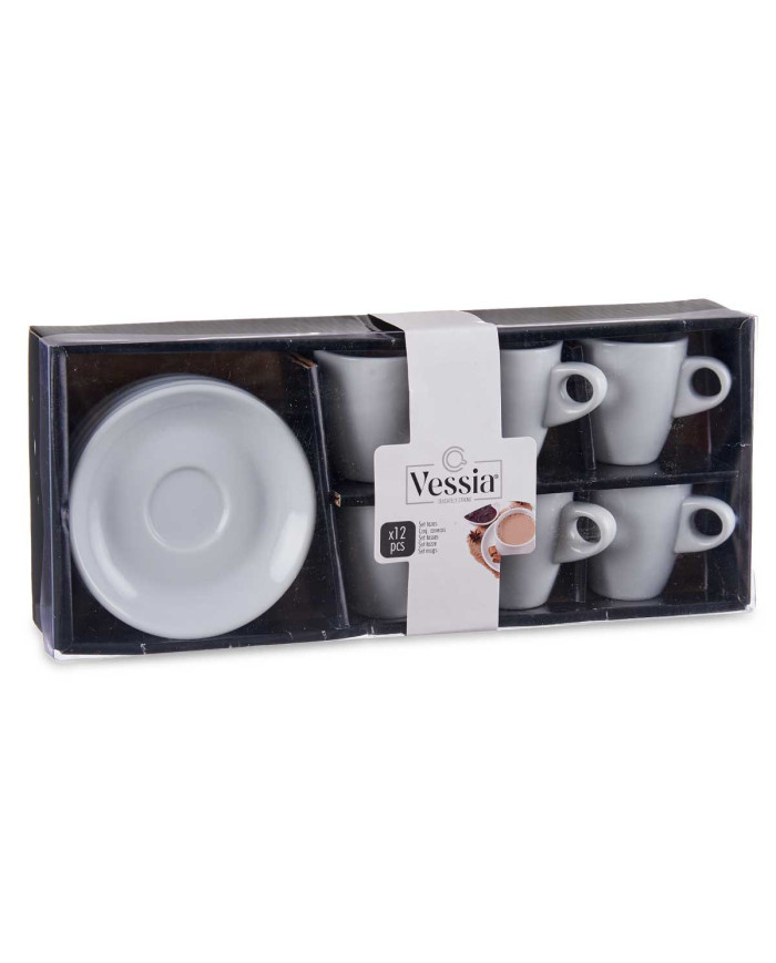 SET 6 TAZAS PORCELANA BLANCA C PLATO 90ML
