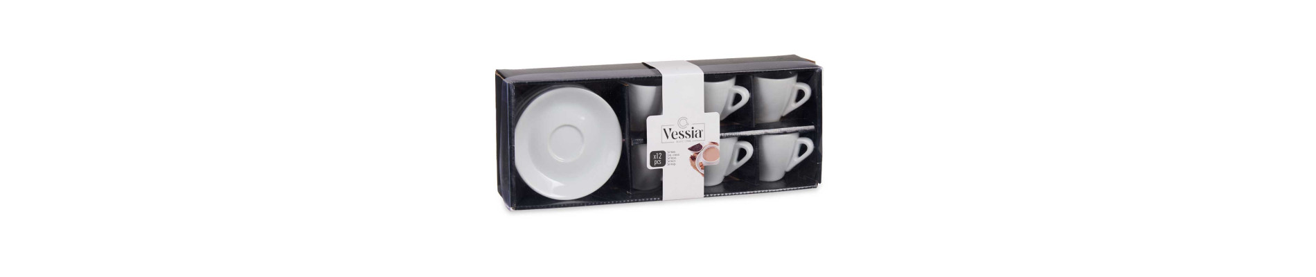 SET 6 TAZAS CAFE PORCELANA BLANCA C PLATO 90ML
