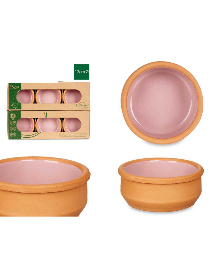 SET 6 CAZUELAS BARRO 8 CM COLOR ROSA