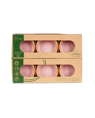 SET 6 CAZUELAS BARRO 8 CM COLOR ROSA