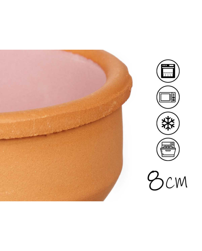 SET 6 CAZUELAS BARRO 8 CM COLOR ROSA