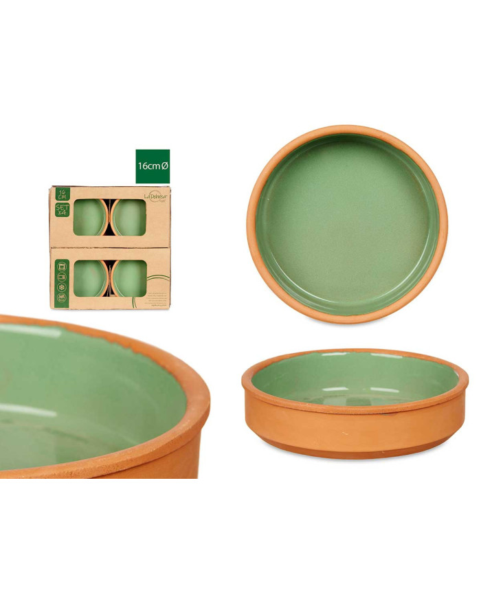 SET 4 CAZUELAS BARRO 16 CM COLOR VERDE