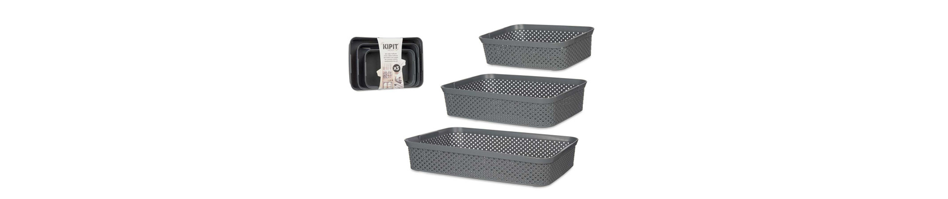 SET 3 BANDEJAS ORGANIZADORES RECTANGULAR ANTRACITA