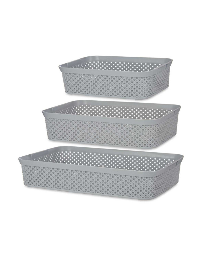 SET 3 BANDEJAS ORGANIZADORES RECTANGULAR GRIS