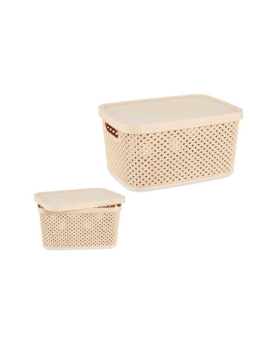 CAJA PLASTICO ORGANIZADOR 3,5L C TAPA BEIGE