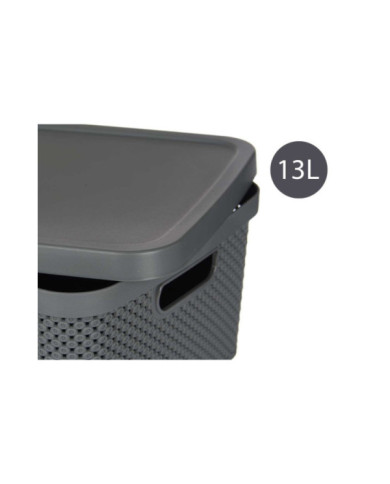 CAJA ORGANIZADOR PLASTICO 13L C TAPA ANTRACITA