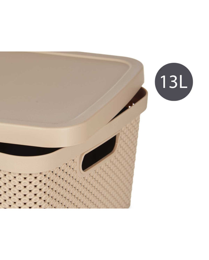 CAJA ORGANIZADOR PLASTICO 13L C TAPA BEIGE