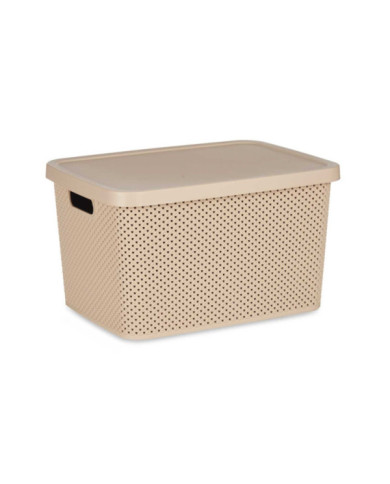 CAJA ORGANIZADOR PLASTICO 19L C TAPA BEIGE