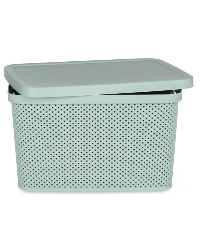 CAJA ORGANIZADOR PLASTICO 19L C TAPA MENTA