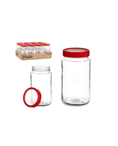 BOTE CRISTAL 2L TRANSPARENTE TAPA ROJA