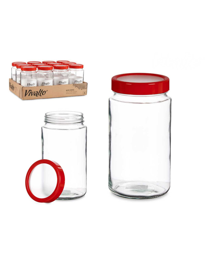BOTE CRISTAL 2L TRANSPARENTE TAPA ROJA