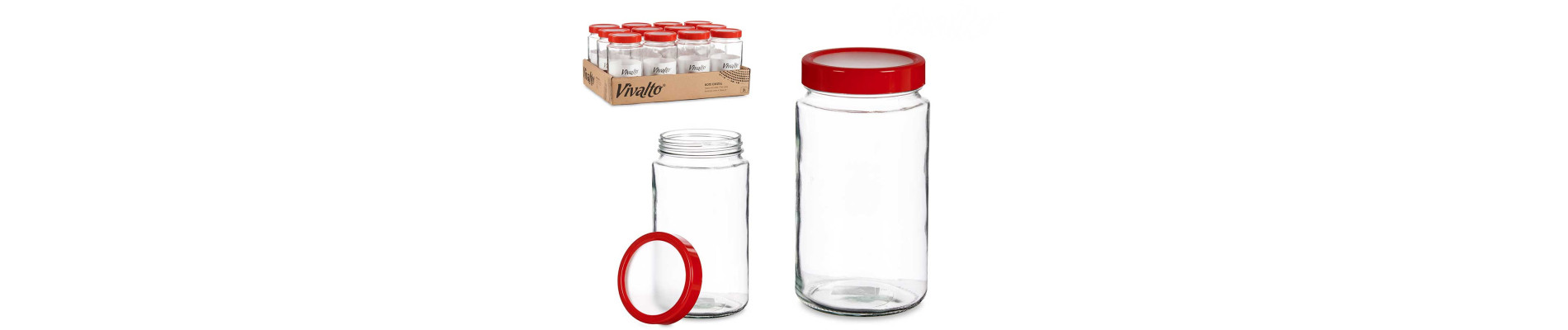 BOTE CRISTAL 2L TRANSPARENTE TAPA ROJA