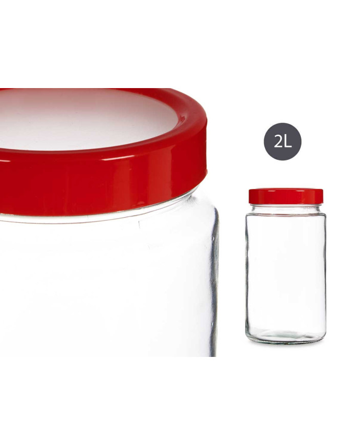 BOTE CRISTAL 2L TRANSPARENTE TAPA ROJA