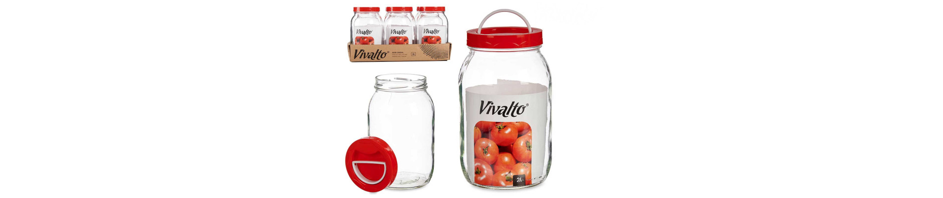 BOTE CRISTAL 2L TRANSPARENTE TAPA ROJA