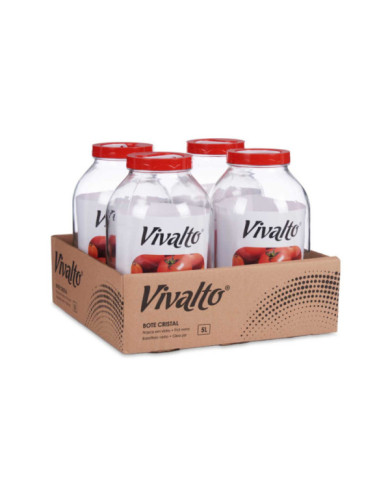 BOTE CRISTAL 5L TAPA ROJA CON ASA