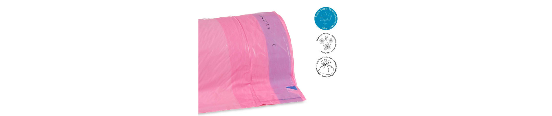 BOLSA BASURA AUTOCIERRE PERFUMADA 30L 20UDS ROSA