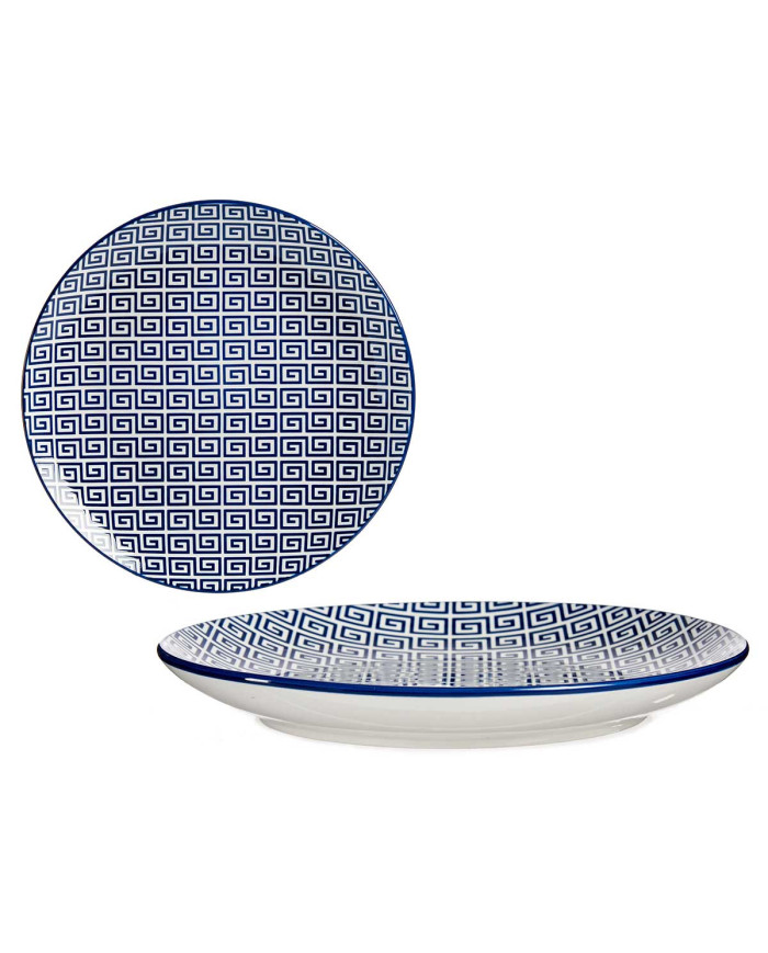 PLATO LLANO 24CM GEOMETRICO AZUL