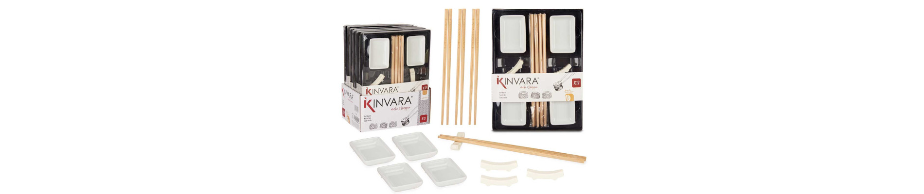 SET SUSHI CERAMICA Y BAMBU 8 PIEZAS