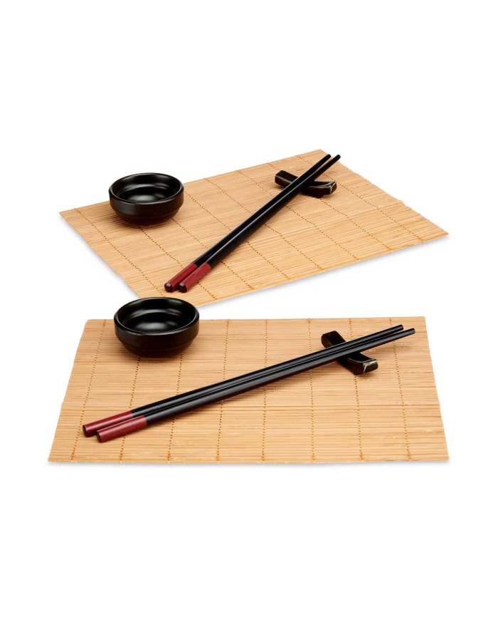 SET SUSHI CERAMICA Y BAMBU 8 PIEZAS