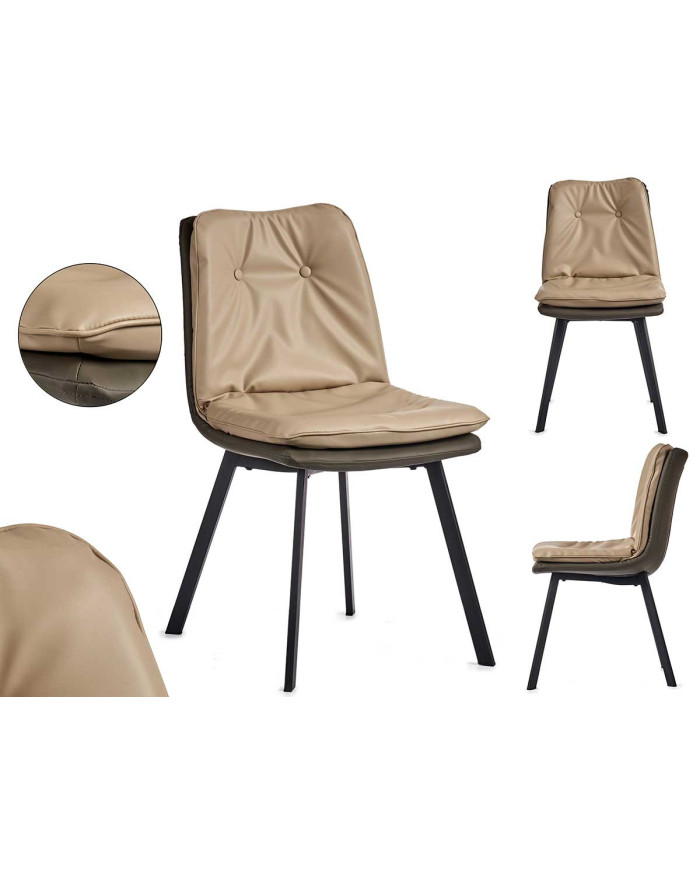 SILLON BEIGE RESPALDO BOTONES CON BORDE GRIS