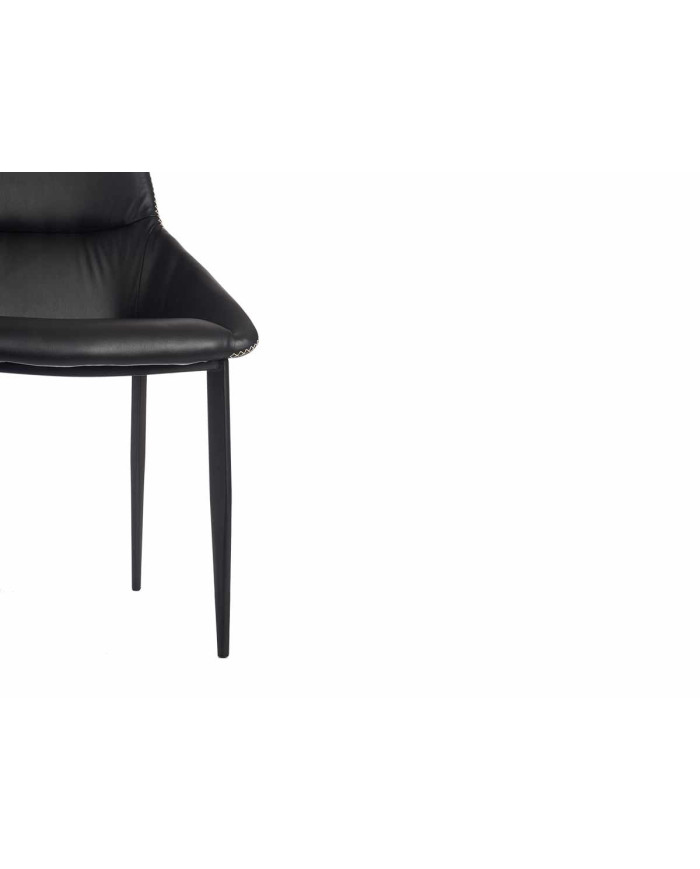SILLON NEGRO CLASICO LISO CON BORDE TRENZADO