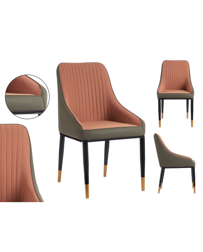 SILLON ROSA RESPALDO A RAYAS CON BORDE GRIS