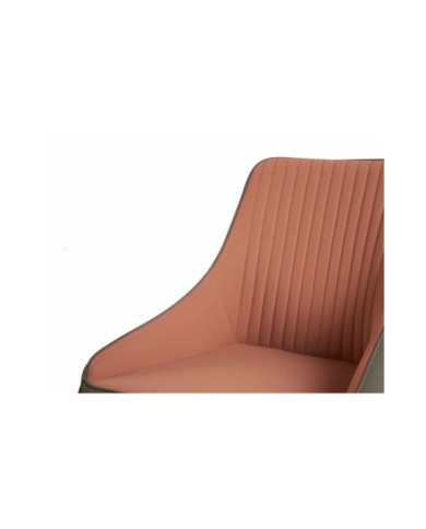 SILLON ROSA RESPALDO A RAYAS CON BORDE GRIS