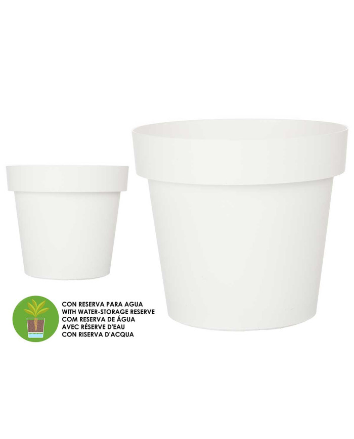 MACETA PLASTICO BLANCA CON RESERVA AGUA 30CM
