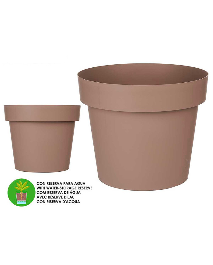 MACETA PLASTICO MARRON CON RESERVA AGUA 35CM
