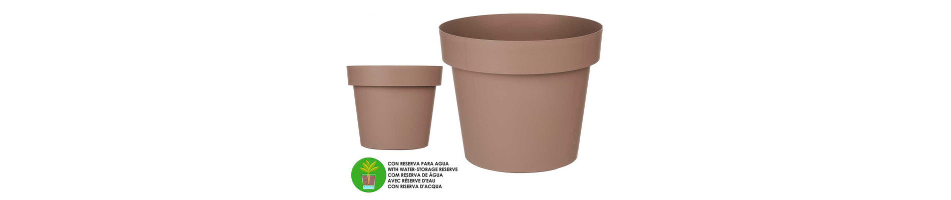MACETA PLASTICO MARRON CON RESERVA AGUA 35CM
