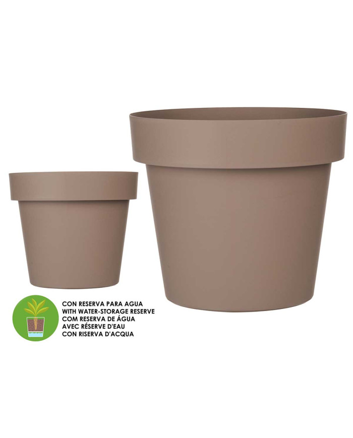 MACETA PLASTICO MARRON CON RESERVA AGUA 40CM