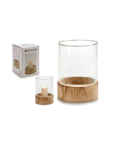 PORTAVELAS CRISTAL BASE MADERA RED GR