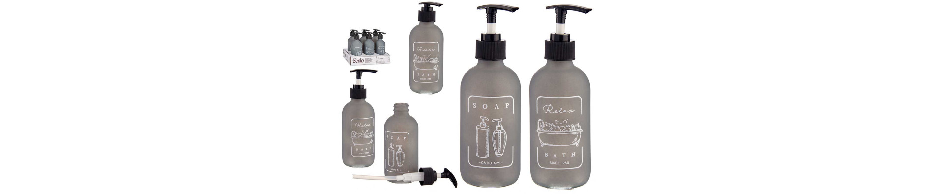 DOSIFICADOR VIDRIO GRIS 250ML RELAX SURT DISEÑO