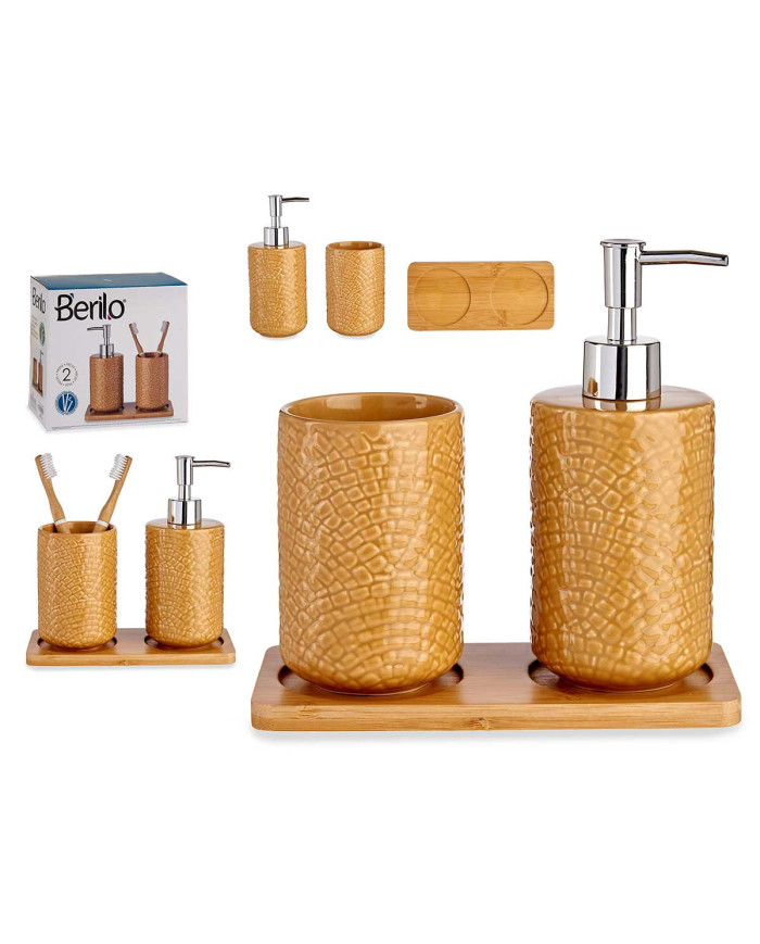 SET BAÑO CERAMICA 2 PZS CAMEL CUAD C BANDEJA