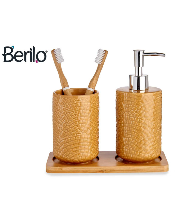 SET BAÑO CERAMICA 2 PZS CAMEL CUAD C BANDEJA