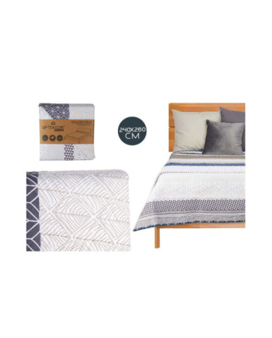 COLCHA CAMA REVERSIBLE 240X260 HEXAGONOS