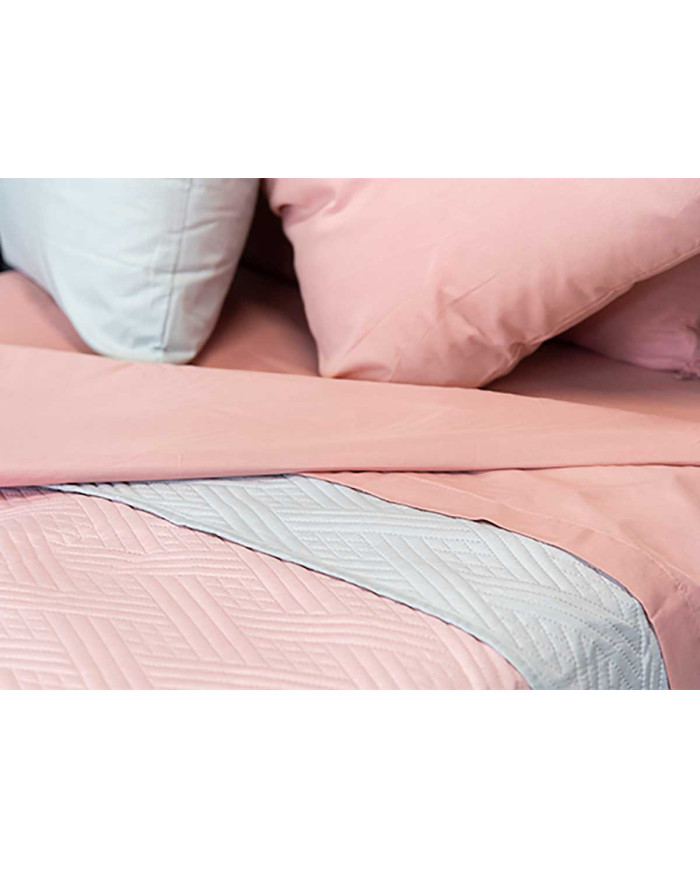 COLCHA CAMA REVERSIBLE 240X260 GRIS CLARO Y ROSA