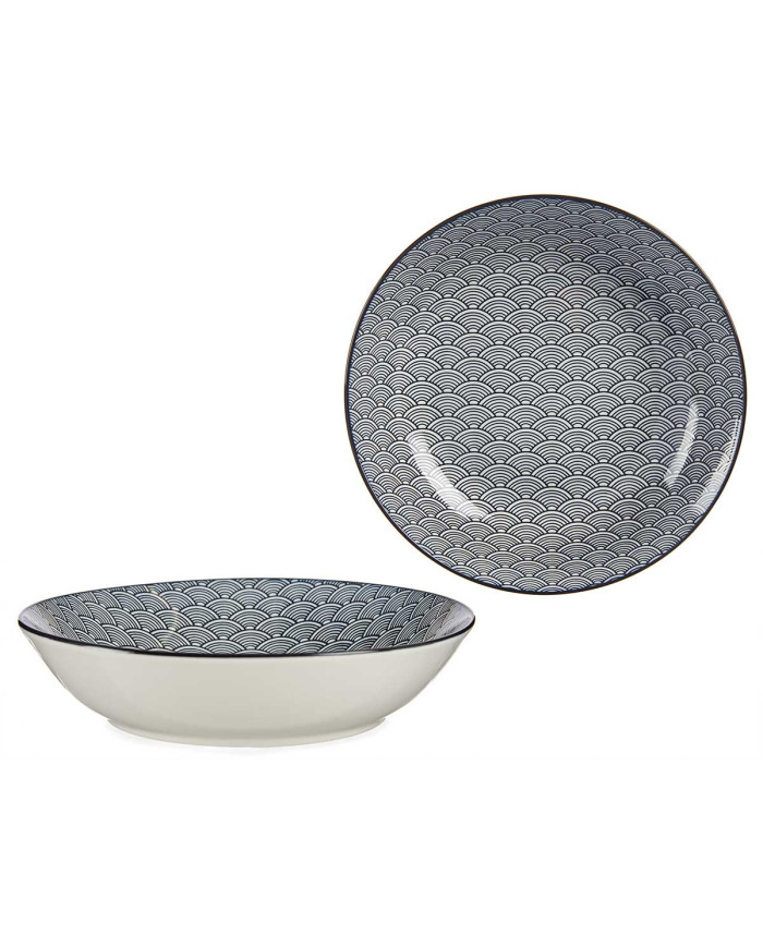 PLATO HONDO 20CM ONDA JAPONESA NEGRO