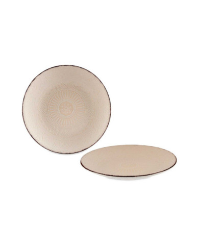 PLATO RELIEVE POSTRE BEIGE 22CM